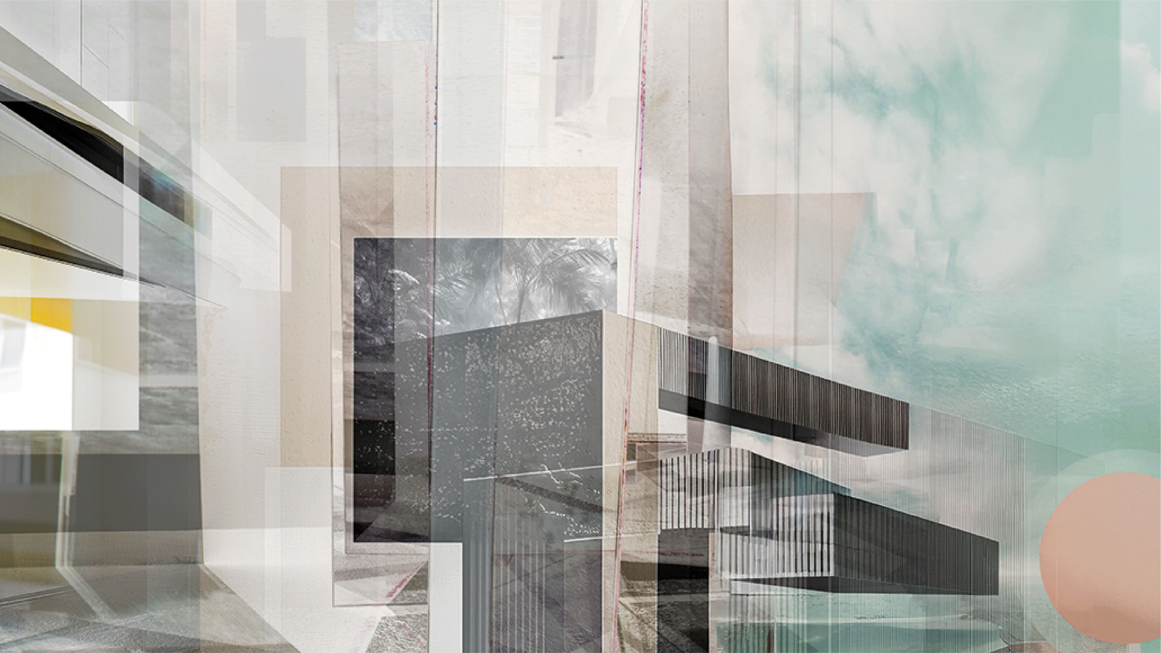 Ein Kunstwerk von Astrid Busch zeigt eine Collage aus Bildern verschiedener Häuser
