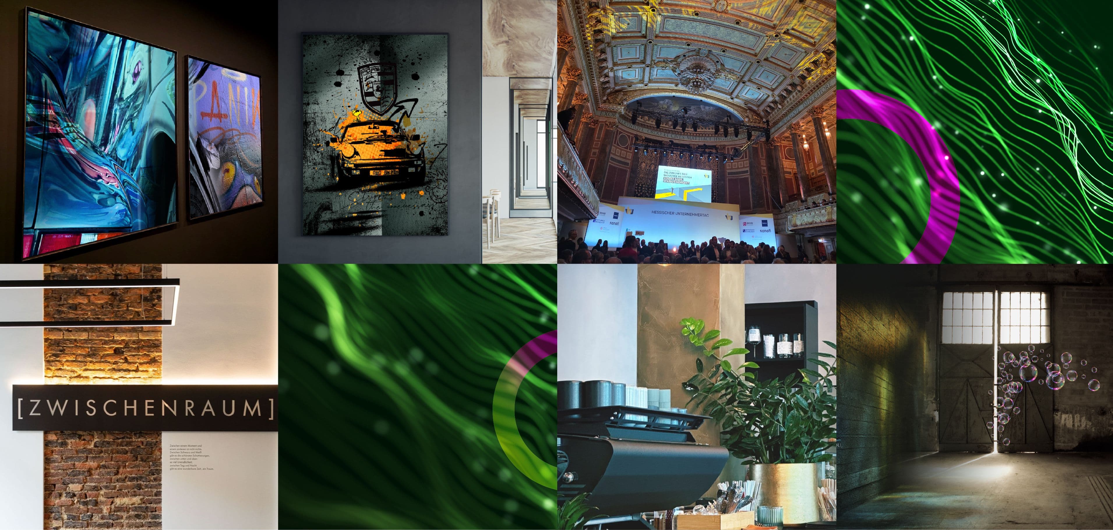 Collage aus verschiedenen Arbeitsproben der Grafikagentur Creatur