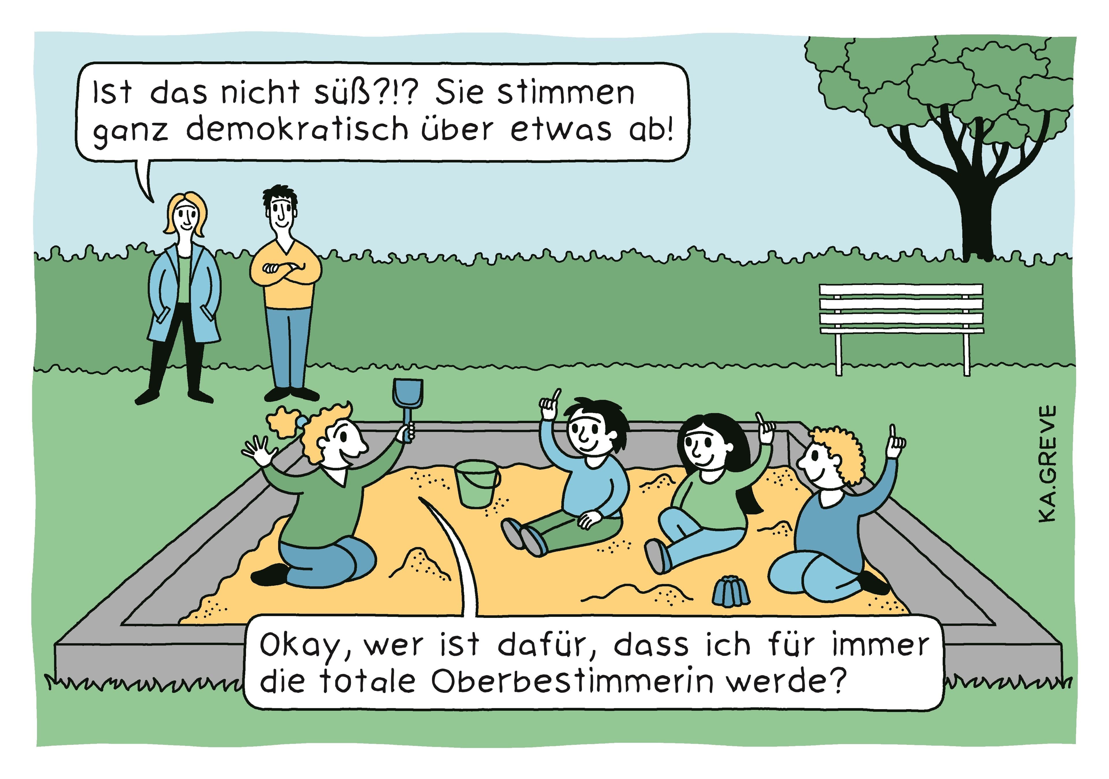 Carrikatura Sticheln und Stricheln Cartoon_oberbestimmerin (c) Greve