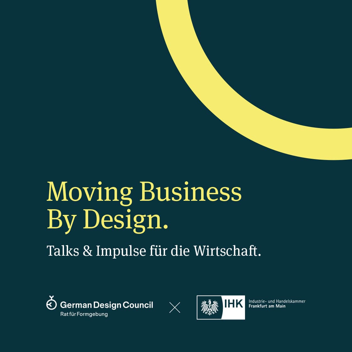 Grafik, auf der steht: Moving Business By Design