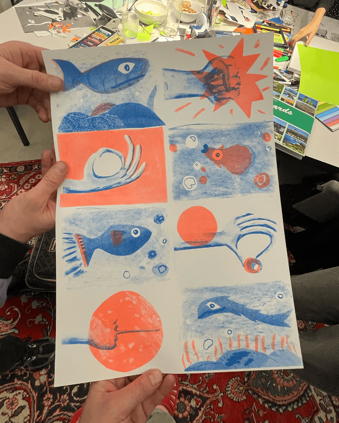 Risoplakate mit Fischmotiven 