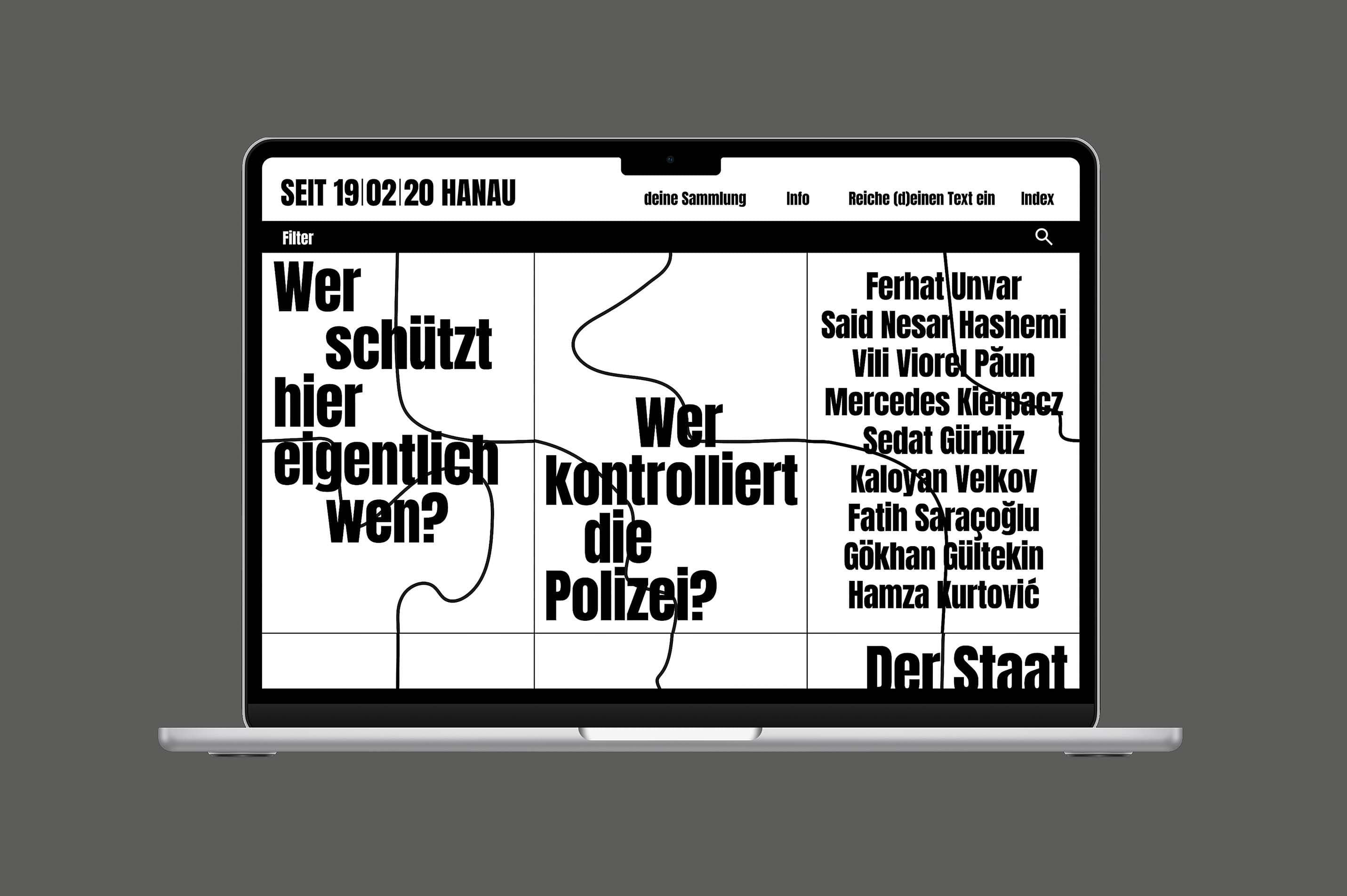 Grafik der Webseite von SEIT 19/02/20 HANAU