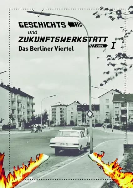Bild des Berliner Viertels mit einer Feuerbremsspur und dem Schriftzug des Veranstaltungstitels