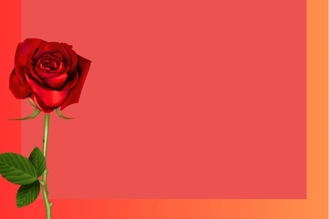 Eine Visualisierung einer Rose steht vor rotem Hintergrund