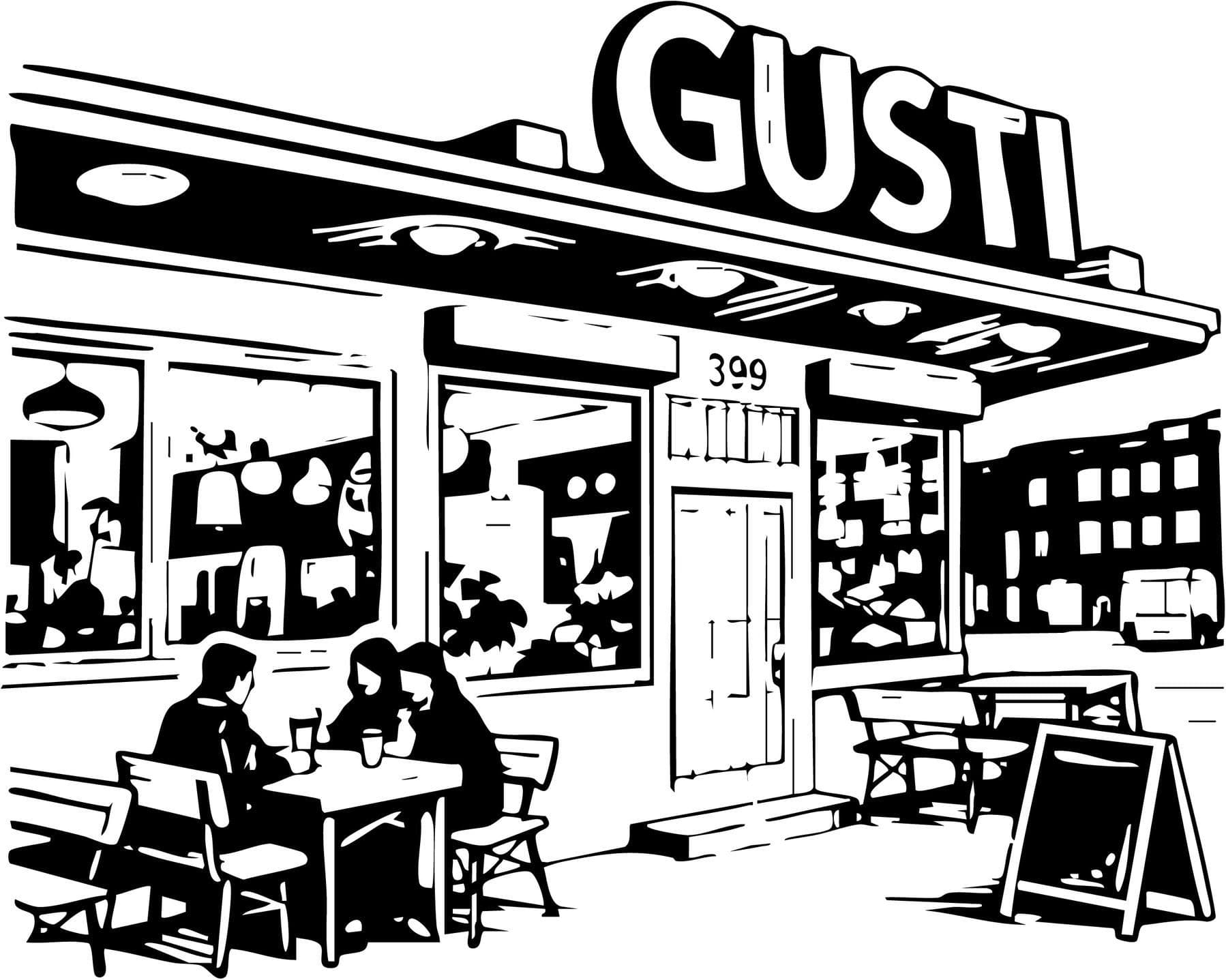 Grafik des Gusti Kulturkiosk im Gallus in Frankfurt