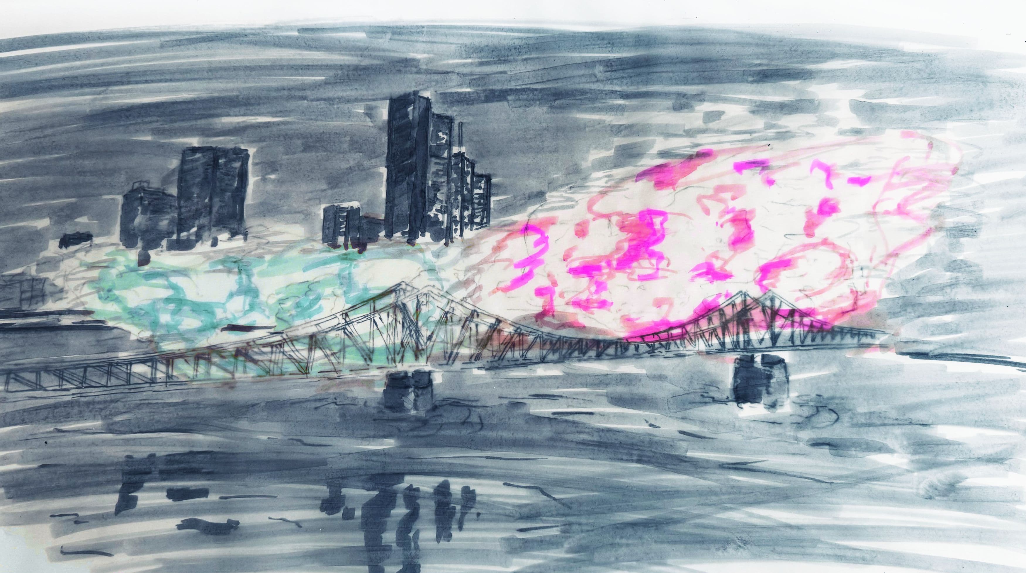 Skizze vom Eiserner Steg 