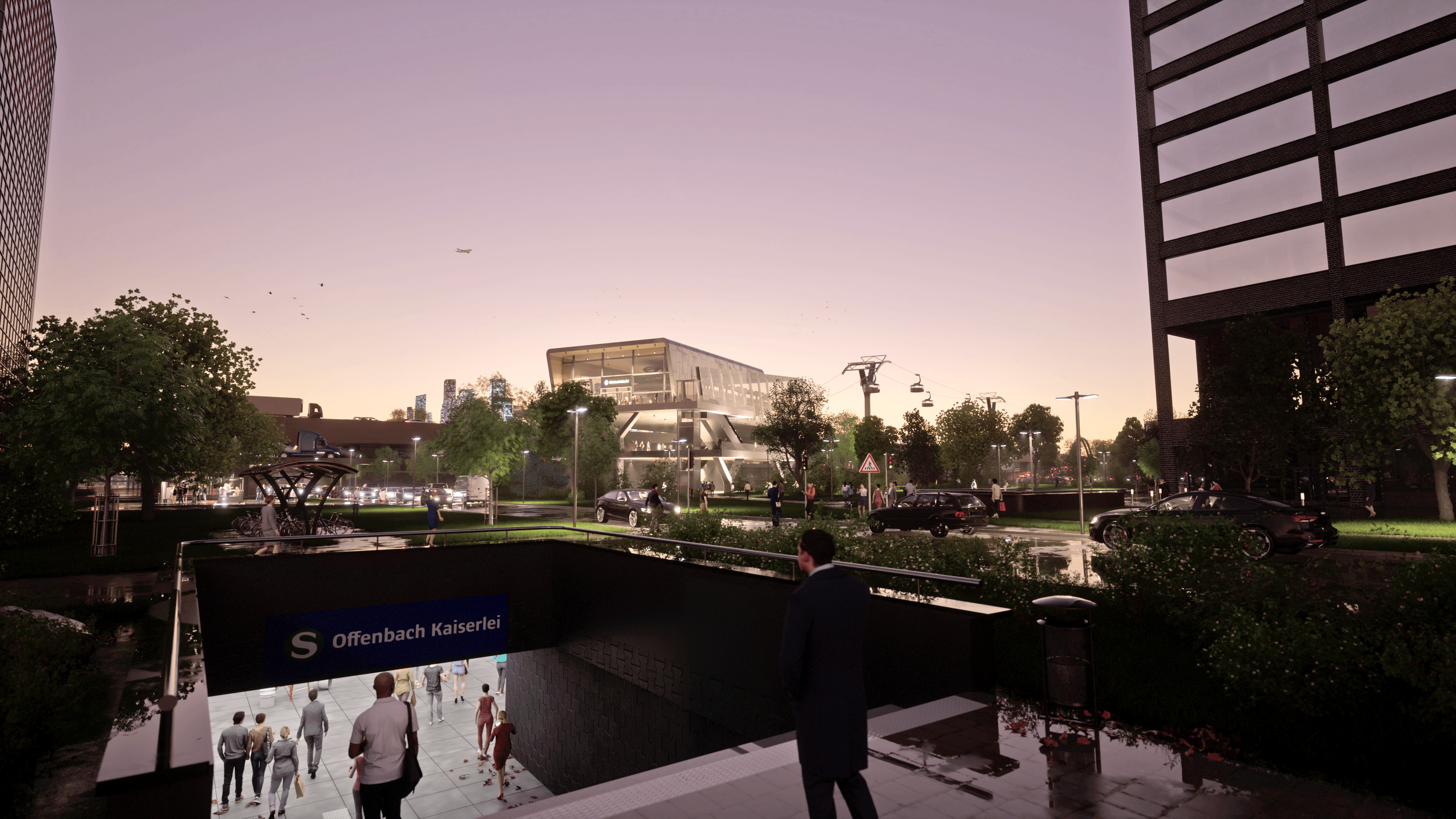 Visualisierung einer Seilbahnstation am Kaiserlei Offenbach