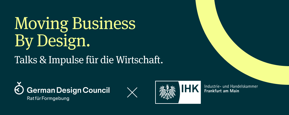 Ankündigungsgrafik für die Gesprächsreihe Moving Business by Design