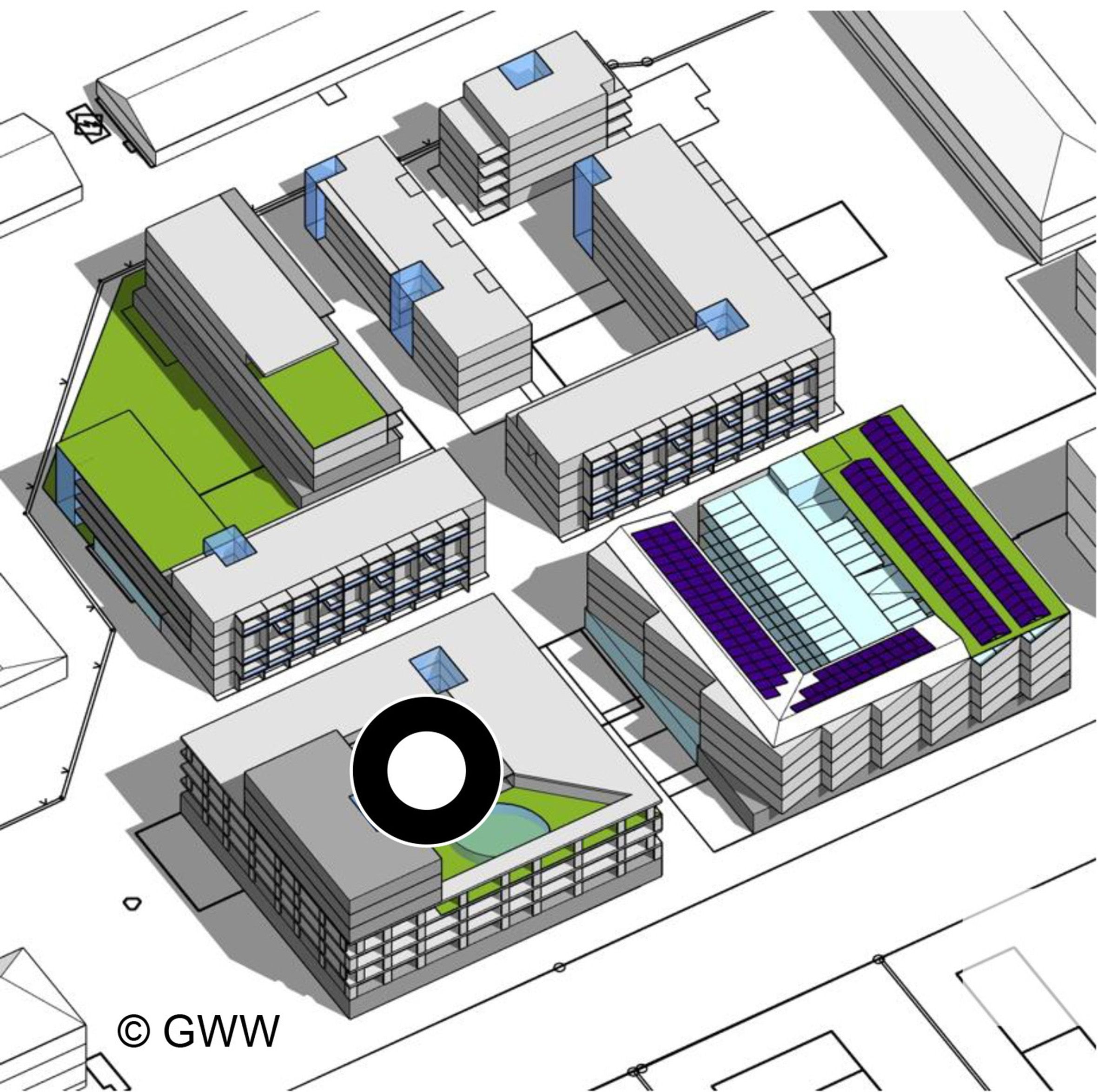 Visualisierung eines inklusiven Bauprojekts