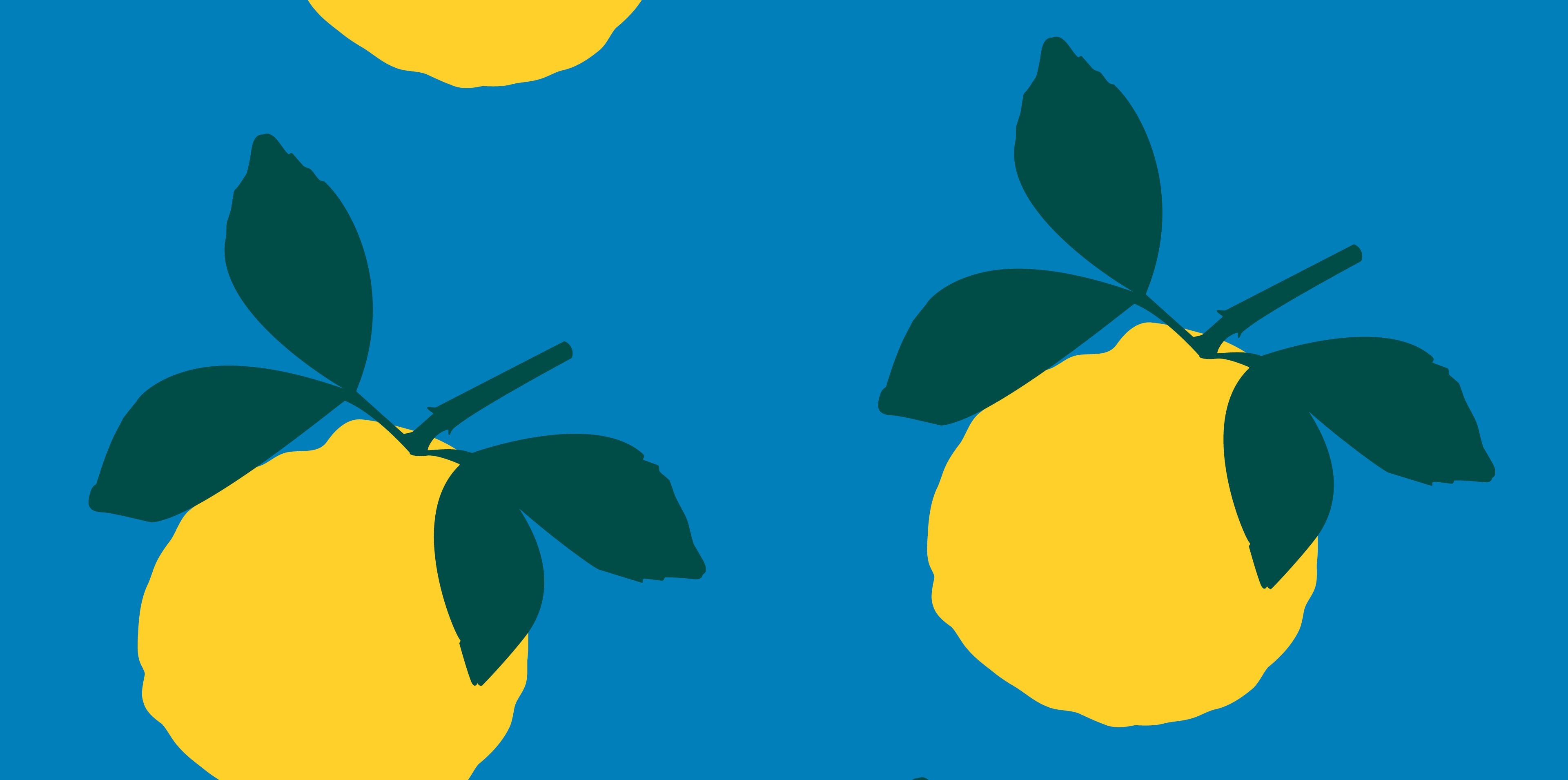 Illustration gelber Zitronen auf blauem Hintergrund