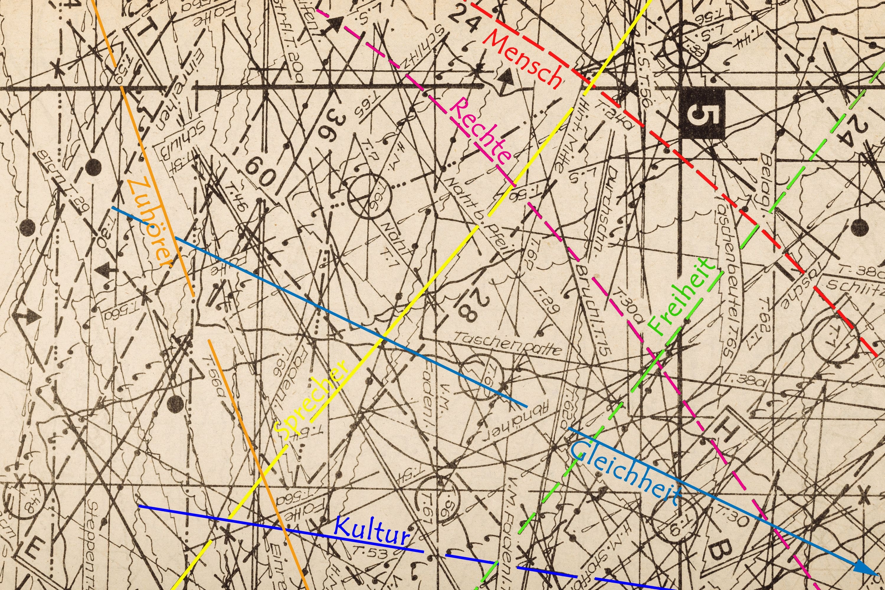 Wilde Strichzeichnung von Schnittmustern