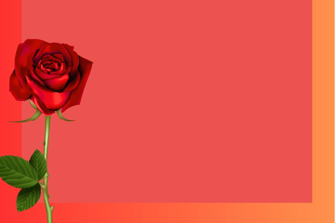 Eine Visualisierung einer Rose steht vor rotem Hintergrund