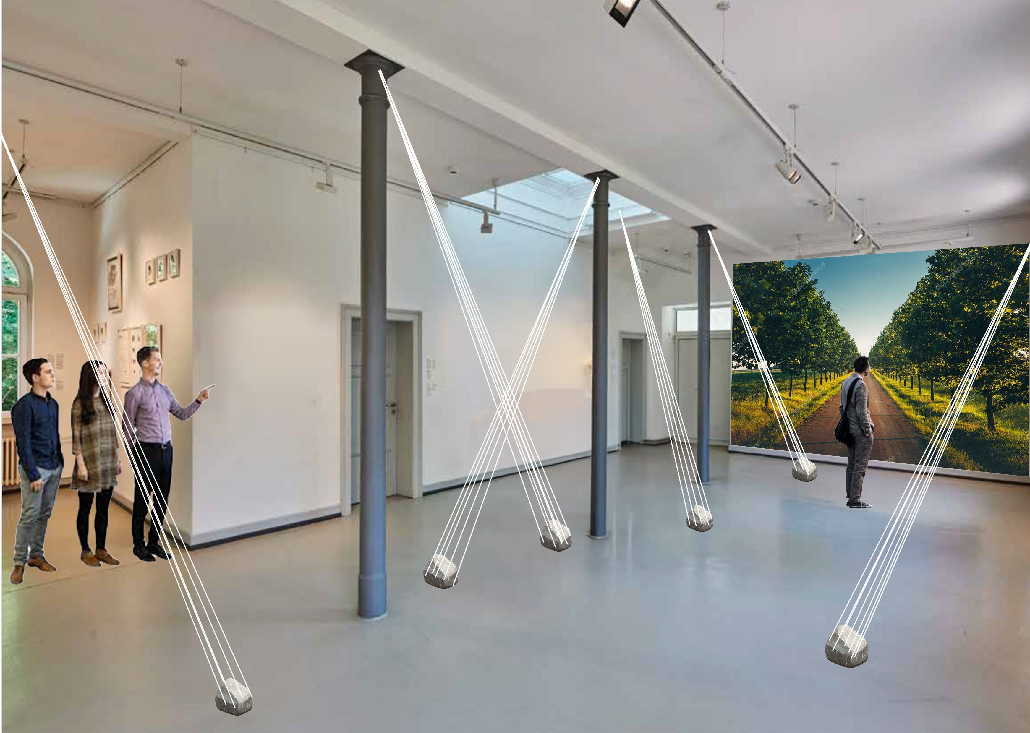 Eine Visualisierung zeigt den Ausstellungsraum von Connections for Friendship