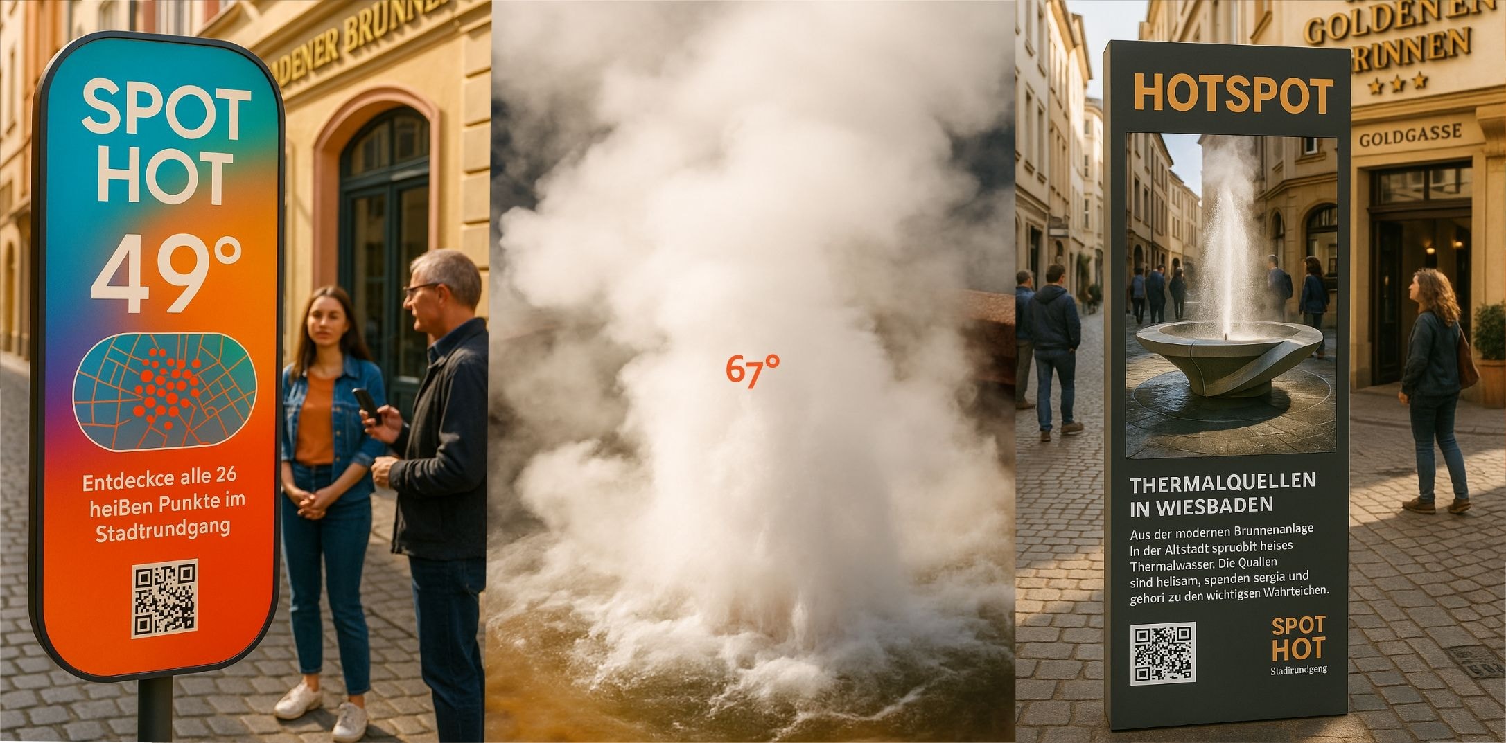 eine KI-generierte Visualisierung zeigt heiße Quellen in der Stadt