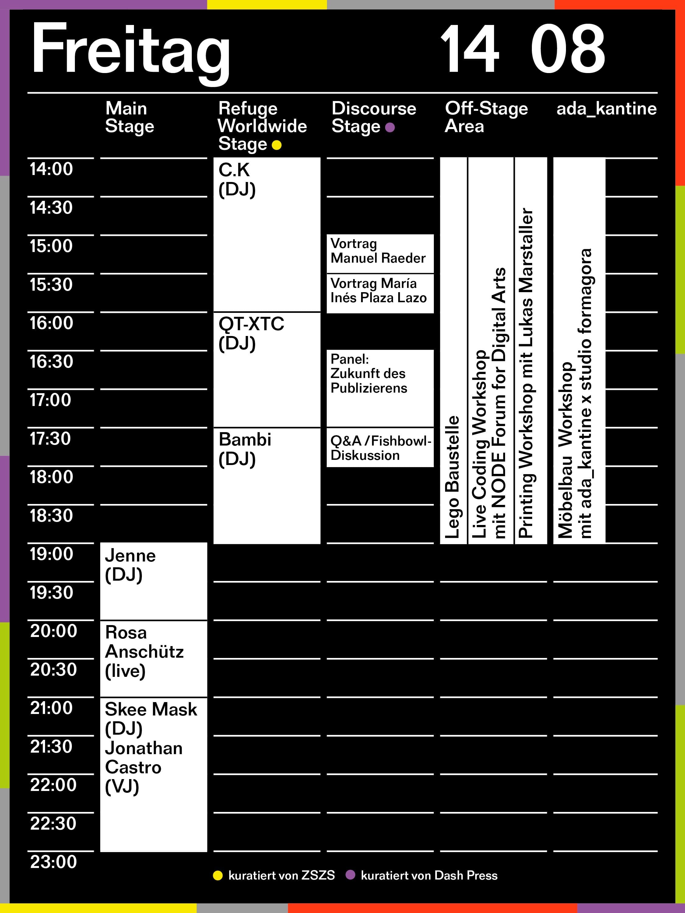 Timetable für den Freitag auf dem Module